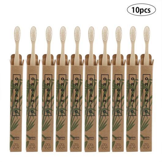 Bamboo Toothbrushes - 10 Pack Eco-Friendly