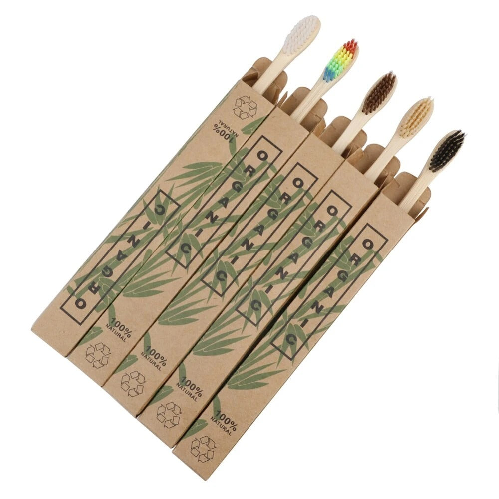 Bamboo Toothbrushes - 10 Pack Eco-Friendly