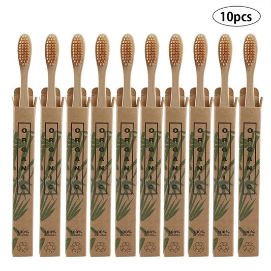 Bamboo Toothbrushes - 10 Pack Eco-Friendly