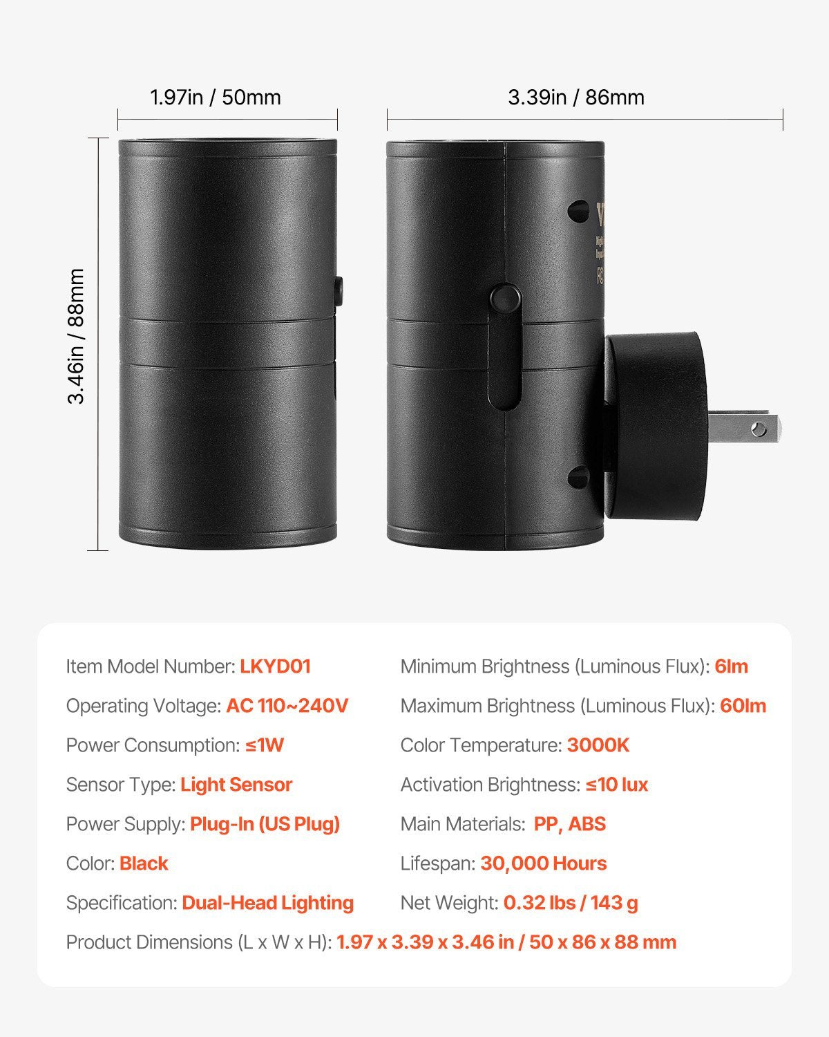 LED Night Light with Dusk to Dawn Sensor